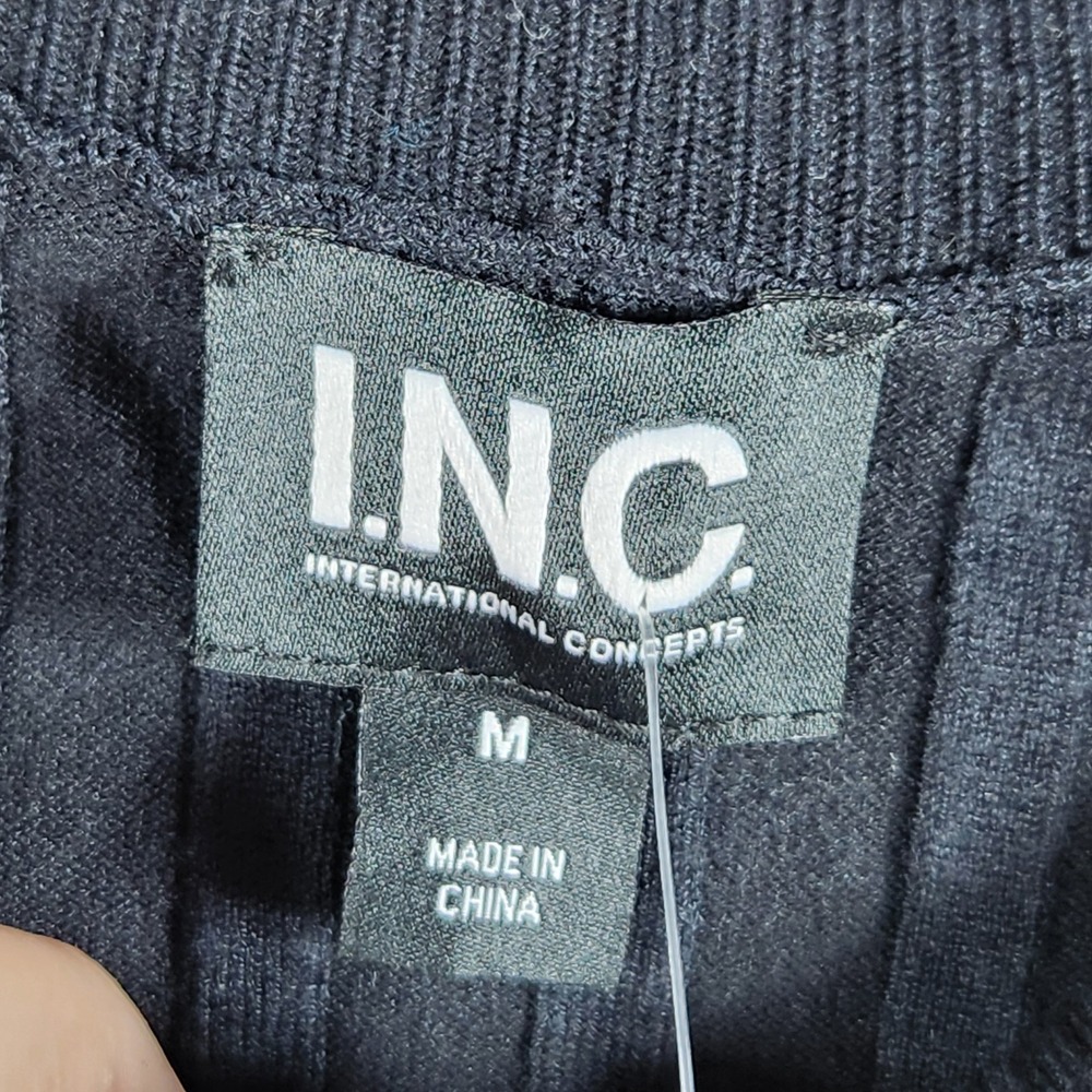 INC International Concepts Sweater Womens Medium Black Zipper Ribbed Edgy Moto - Picture 3 of 9